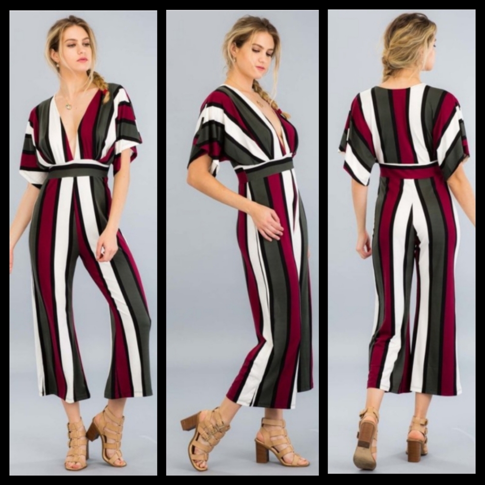 Striped Wide Leg Jumpsuit / Romper
